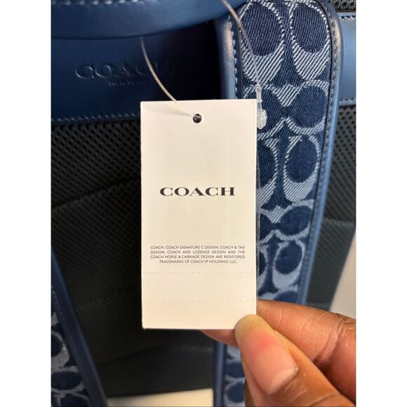 NWT Coach Carter Backpack In Monogrammed Denim - Picture 9 of 13